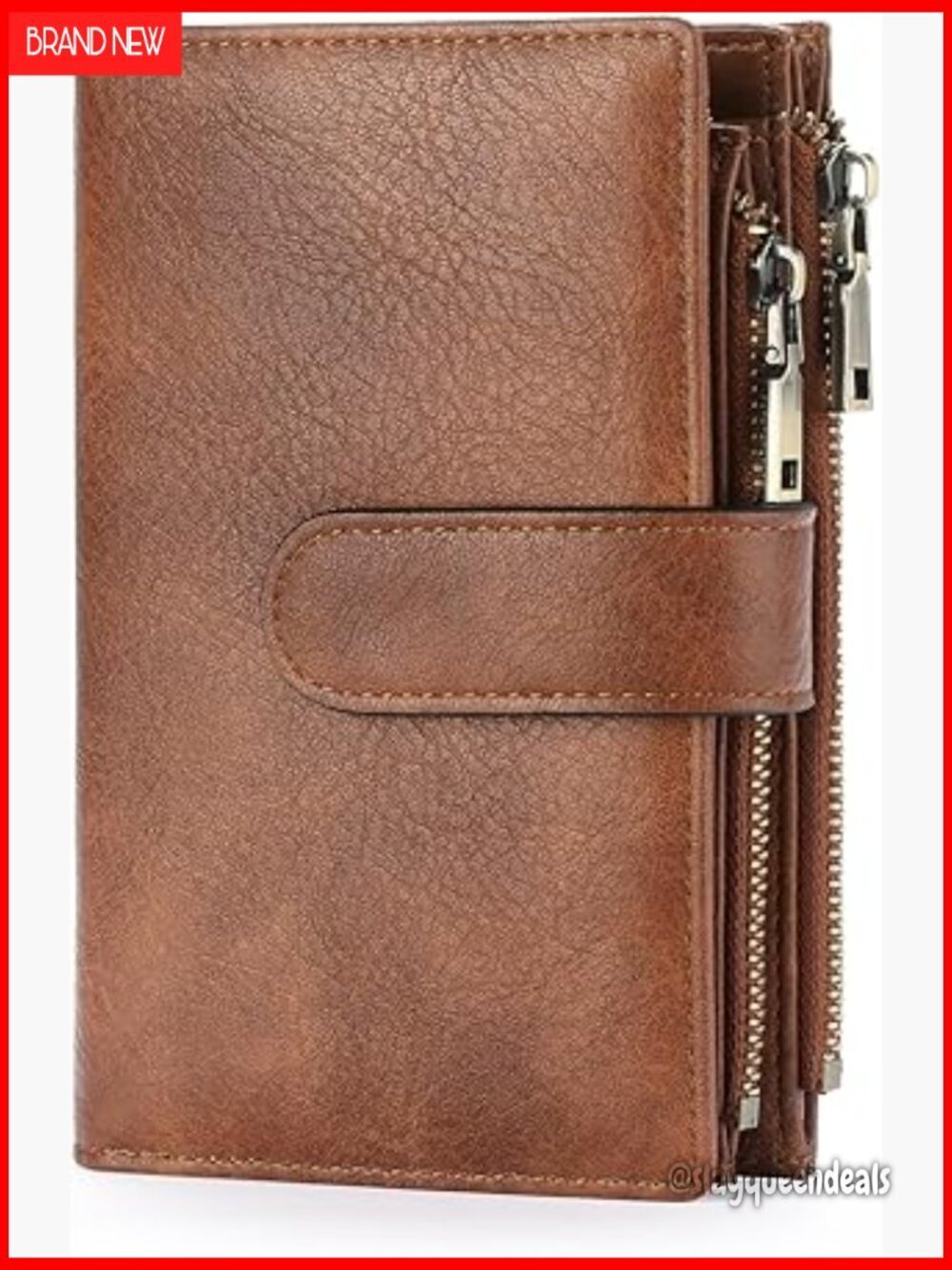 RFID Blocking Leather Trifold Wallet with 16 Card Slots and ID Windows